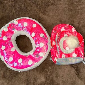 Justice O pillow and mini backpack - flip sequin